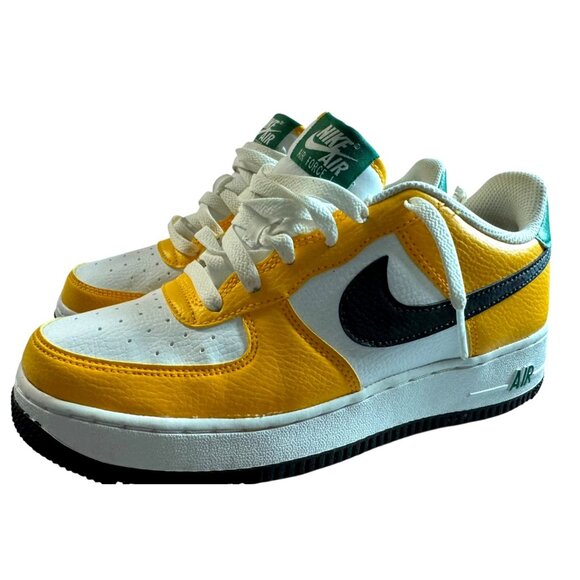 Nike Air Force 1 GS University Gold/Black/Green Sneakers 6Y New - Picture 3 of 8